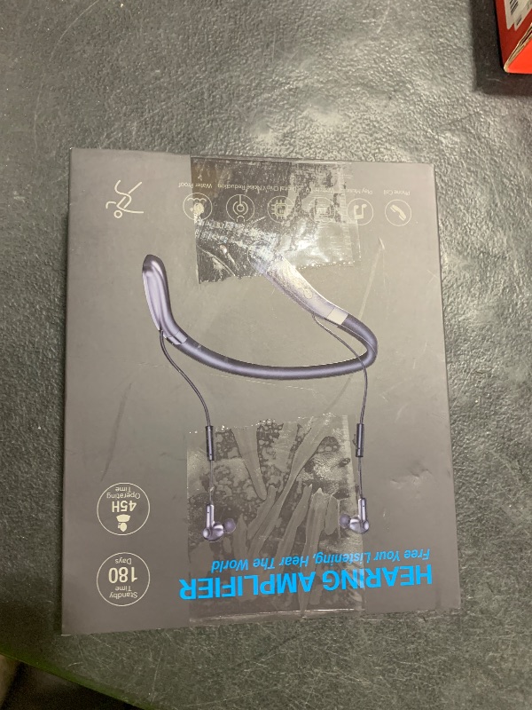 Photo 1 of Rechargeable Bluetooth Hearing Amplifier - Wireless Hands-Free Neckband w/Noise Reduction, Neck Sound Amplifying Device Helps Aid Comfortable Hearing for Listening, Watching TV for Seniors & Adults