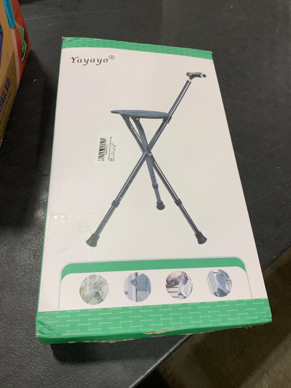 Photo 1 of Yayayo Hold 440 lbs Folding Canes with Seat Walking Stick Height Adjustment Cane Seat Capacity Frosted Handle with Magnetic Therapy Stone Crutches Stool (Square LED)