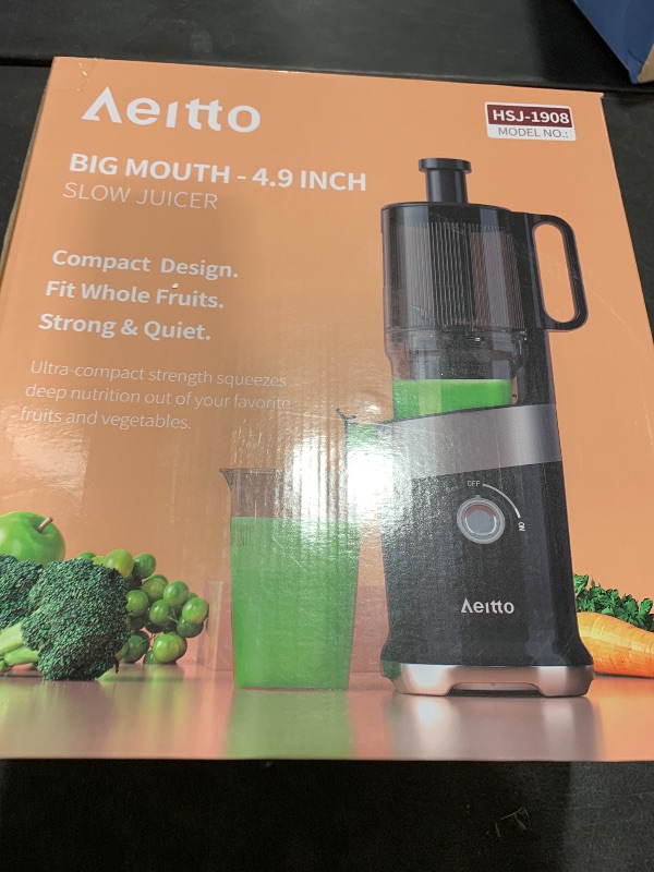 Photo 1 of Aeitto Cold Press Juicer, Juicer Machines with 4.9" Large Feed Chute, Fits Whole Vegetables and Fruits, Professional Juice Maker, Easy to Clean, High Juice Yield, Easy to Assemble,Grey
