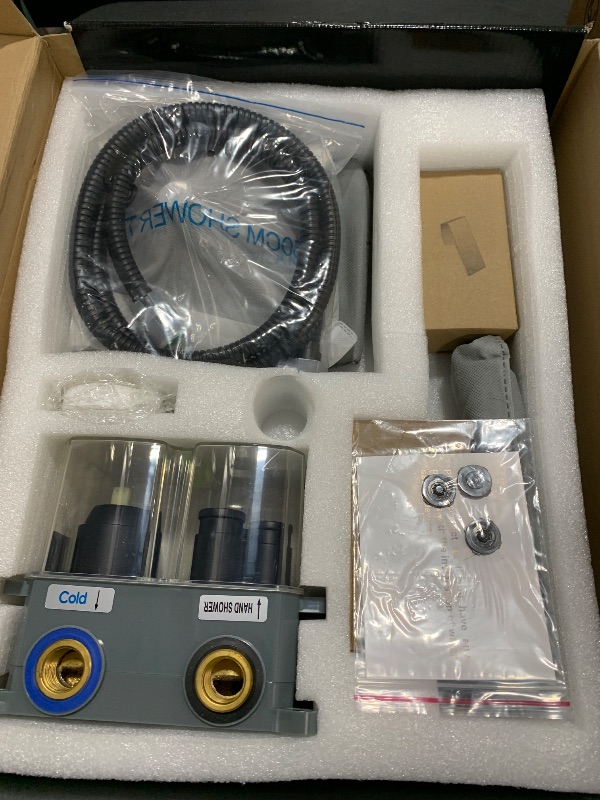 Photo 1 of Shower Faucet Set,Matte Black Push Button Shower System with Rain Shower and Handheld,Black Shower Faucet with Valve Ceiling Mount 12 Inch Shower Head and 6 Inch Shower Head with Handheld