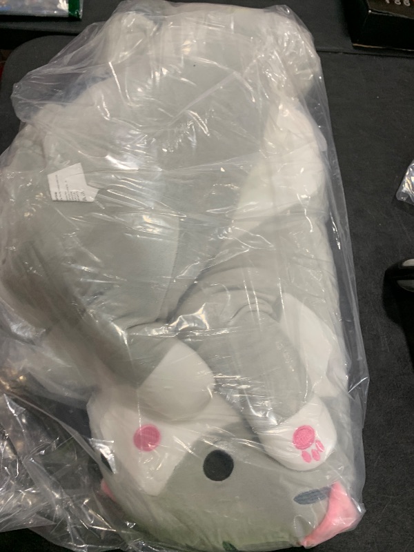 Photo 1 of Giant Cat Pillow Plush Cartoon Kitty Sleeping Hugging Pillow, Cuddly Soft Long Kitten Body Pillow Doll Cat Cushion Toy for Kids Girlfriend (Gray, 110cm/43.3inch)