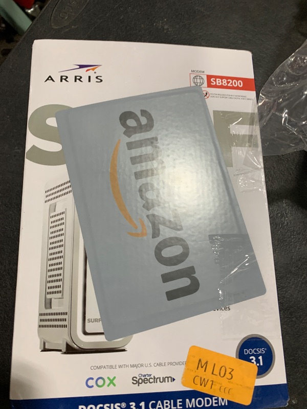 Photo 1 of ARRIS (SB8200) - Cable Modem - Fast DOCSIS 3.1 32x8 Gigabit Cable Modem , Approved for Comcast Xfinity, Cox, Charter Spectrum, & more | 1 Gbps Max Internet Speed, 4 OFDM Channels - (No Built-in Wifi)