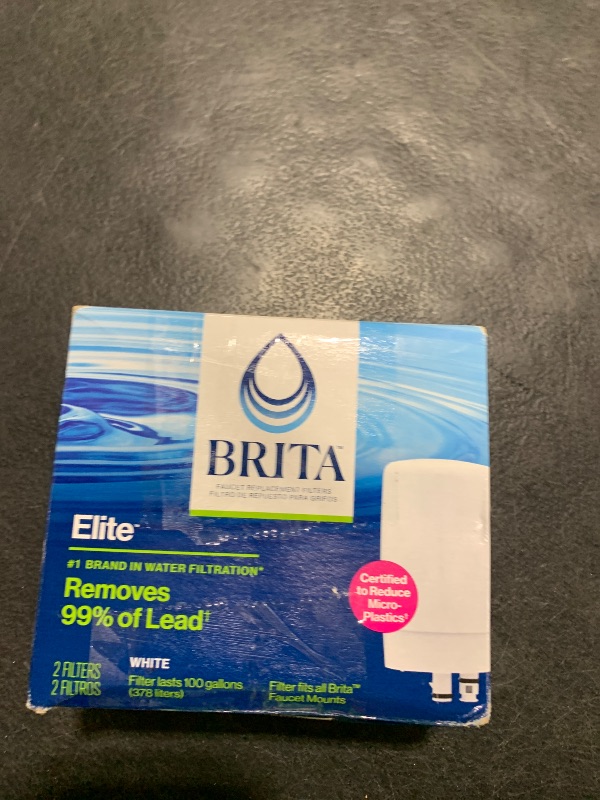 Photo 1 of Brita Faucet Mount Water Filter for Sink, Removes 99% of Lead, Elite Filtration System, Includes 2 Replacement Filters, White