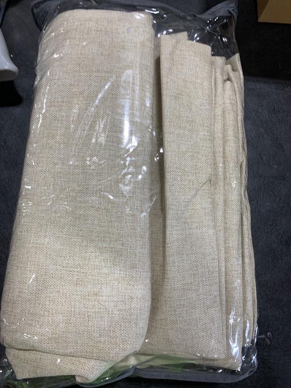 Photo 1 of 100% Blackout Shield Linen Blackout Curtains for Bedroom 96 Inches Long, Back Tab/Rod Pocket Living Room Drapes, Thermal Insulated Blackout Curtains 2 Panels Set, 50" W x 96" L,Cream