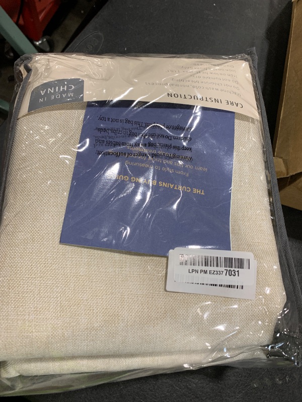 Photo 1 of 100% Blackout Shield Linen Blackout Curtains for Bedroom 108 Inches Long, Back Tab/Rod Pocket Living Room Drapes, Thermal Insulated Blackout Curtains 2 Panels Set, 50" W x 108" L,Cream