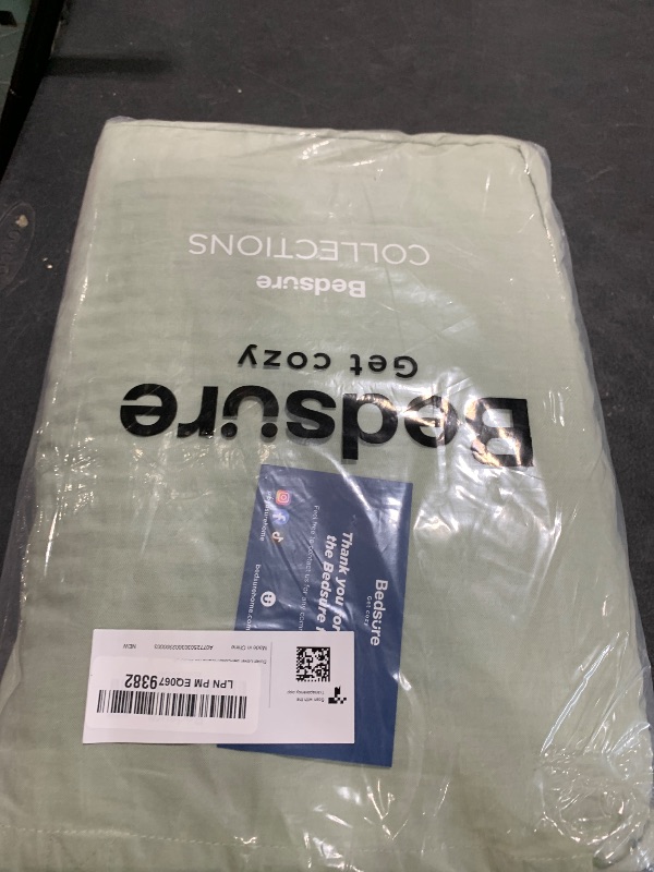 Photo 1 of Bedsure Cotton Duvet Cover Queen - 100% Cotton Waffle Weave Sage Green Duvet Cover Queen Size, GentleSoft™ and Breathable Bedding Set for All Season, 3 Pieces, 90"x90"