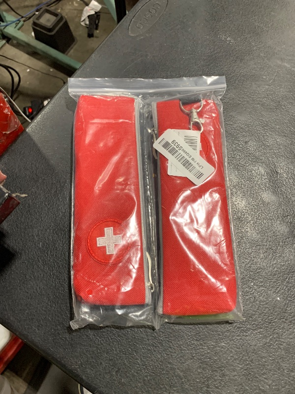 Photo 1 of GENCAM EpiPen Carrying Case, 2 Pack Emergency Medical Bag with Carabiner, Medicine Bag for EpiPens, Asthma Inhaler, Auvi-Q,Eye Drops,Anti-Histamine,Allergy Medication (Red)