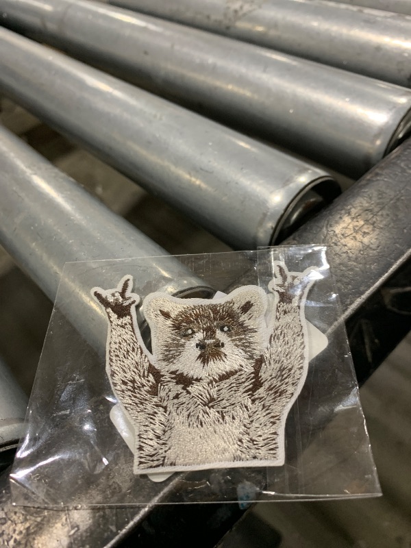 Photo 1 of 3" Funny Raccoon Rock Embroidered Iron On Patch Cute Funny Emblem