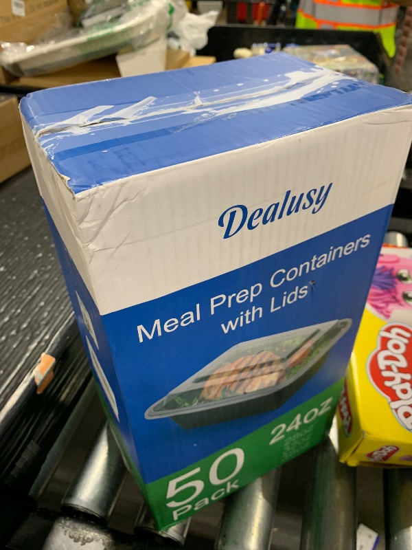 Photo 1 of Dealusy 50 Pack (100-Piece) 24 oz Meal Prep Containers Reusable with Lids, Sturdy Leakproof & Food Safe, Microwave, Freezer, Dishwasher Safe Prep Containers, To Go Take Out Plastic Food Storage