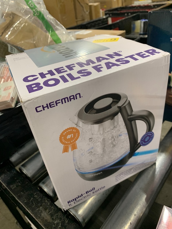 Photo 1 of Chefman Electric Kettle with Tea Infuser, 1L 1500W, Removable Lid for Easy Cleaning, Boil-Dry Protection, Stainless Steel Filter, BPA Free, Auto Shut Off Hot Water Boiler, Small Electric Tea Kettle