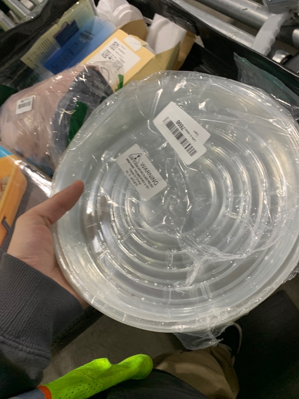 Photo 1 of 30 Packs 10 Inches Large Clear Plant Saucers for Indoor Outdoor Use Heavy Duty Plastic Plant Trays for Planter Bulk Flower Pot Drip Trays to Catch Water, 4 to 20 Inch