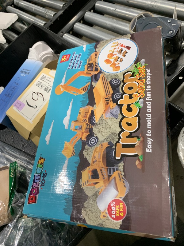 Photo 1 of BUILD ME Construction Sandbox Toy for Kids With 2 lbs Play Sand, Bulldozer, and Figures - Tractor Sand Playset - Children's 3-5 Boys Farm Set, Indoor Mini Construction Play Set