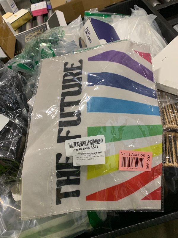 Photo 1 of The Future is Inclusive Pride Garden Flags for Outside 12x18 Inch Double Sided 3ply Fabric Equality Diversity Garden Flags for Outdoor House Yard Sign Decorate
