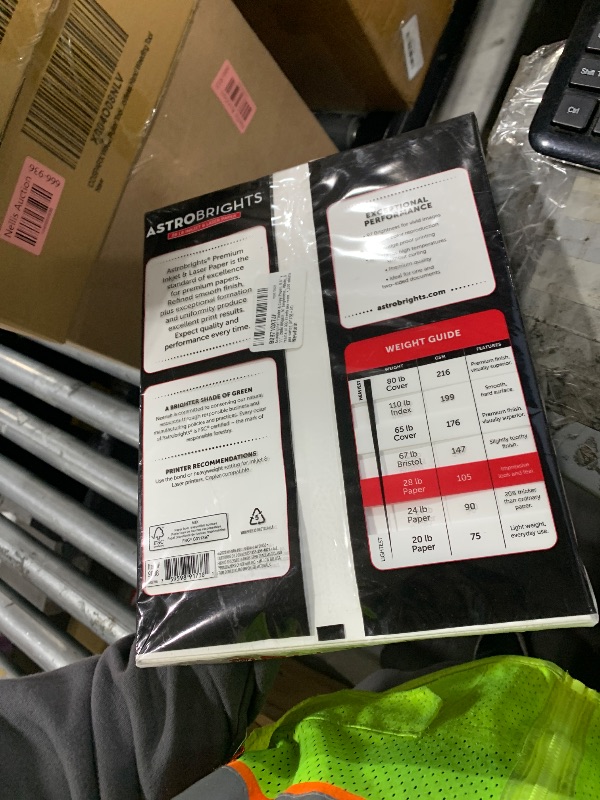 Photo 1 of Astrobrights® Printer & Copy Paper, 8.5" x 11", 28lb/105gsm, 97 Brightness, White, 5 reams of 300 sheets per ream, 1,500 sheets per carton (91738-01)