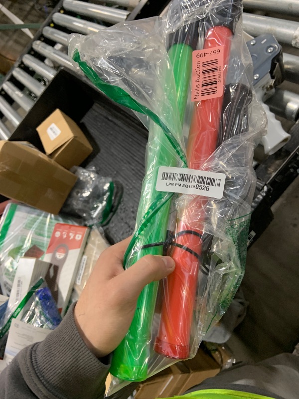 Photo 1 of Traffic Wand, 21 Inch LED Traffic Control Wand with 2 Flashing Modes, Traffic Safety Baton with Side Clip for Traffic Control, Parking, Aircraft, Car Directing(Red&Green, 2 Pack)