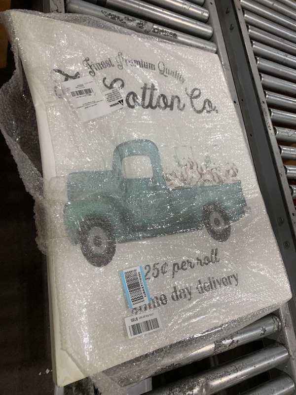 Photo 1 of Stupell Industries Toilet Paper Cotton Delivery Truck, Designed By Lettered and Lined, 24 x 30, Canvas Wall Art