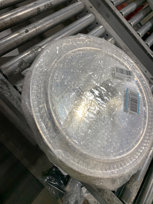 Photo 1 of Nitial 12 Pcs Heavy Duty Serving Tray with Clear Lid, Round Elegant Gold Catering Trays Disposable Large Plastic Platters for Fruit Cake Sandwich Party Takeout Food Picnic Supplies (16 Inches)