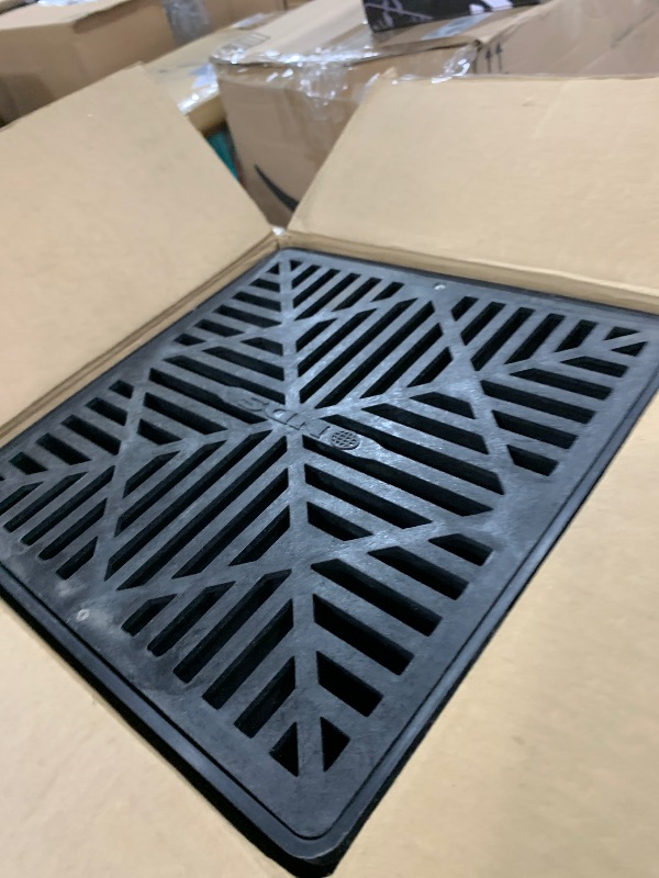 Photo 1 of NDS 1200BKITRTL1PK Square Catch Basin Drain Kit with 2-Opening Catch Basin Drain, 2 Adapters, 1 Outlet Plug, and 1 Plastic Drain Grate, 12-Inch, for Lawns, Landscaped Areas, Black