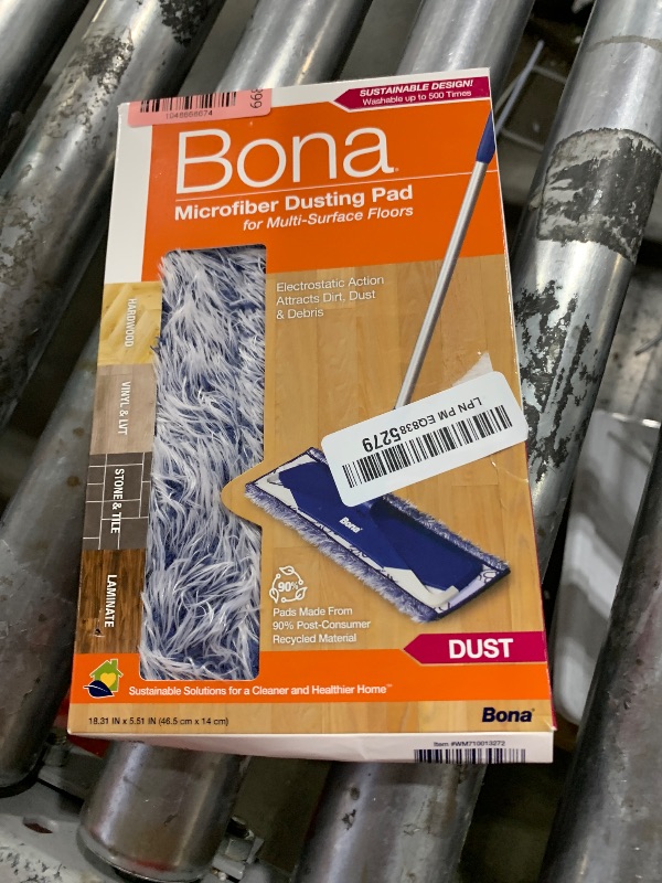 Photo 1 of Bona Microfiber Dusting Pad for Multi-Surface Floors - Fits all Bona Mops - Attracts and Picks Up Dust, Pet Hair, and Dirt on Wood, Stone, Tile, Laminate, and Vinyl Floors