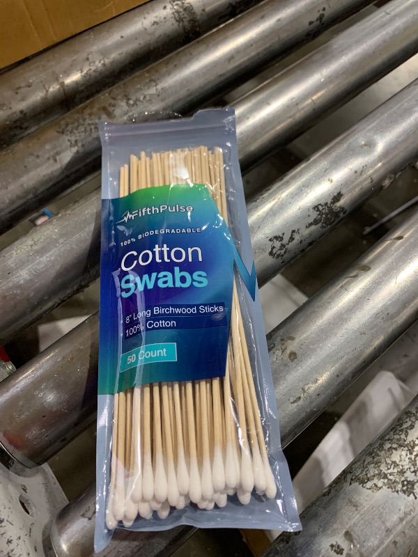 Photo 1 of 50 Biodegradable Long Cotton Swabs - 8 Inch Cotton Swabs for Ears - Long Q Tips Made From Birchwood and 100% Cotton - Lint Free