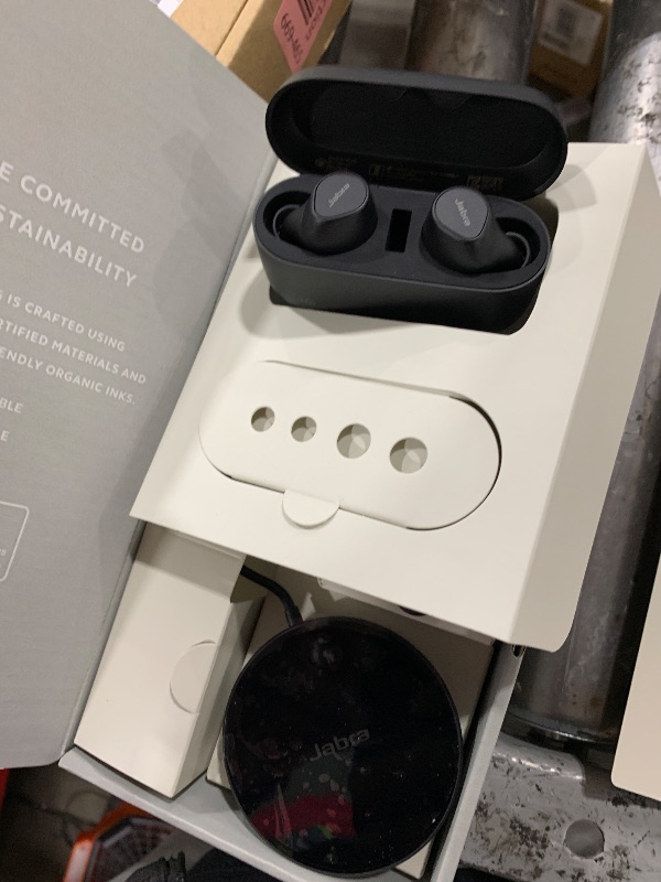 Photo 1 of Jabra Evolve2 True Wireless in-Ear Bluetooth Earbuds with Wireless Charging Pad - Active Noise Cancellation, MultiSensor Voice Technology - MS Teams Certified, Works with All Other Platforms - Black