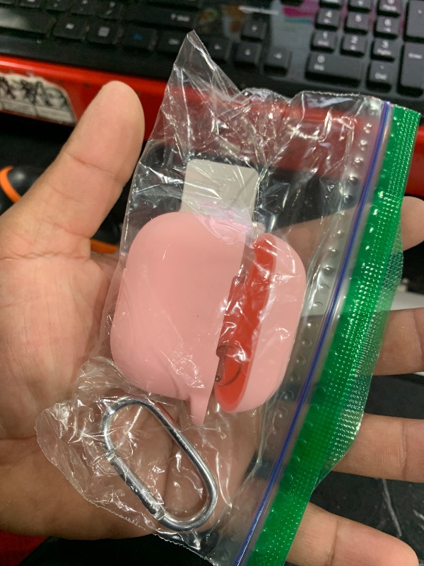 Photo 1 of R-fun Compatible with AirPods 3 Case Cover, Silicone Protective Accessories Skin with Keychain Compatible with Apple AirPod 3rd Generation 2021 for Women Men Girls Boys,Front LED Visible,Pink