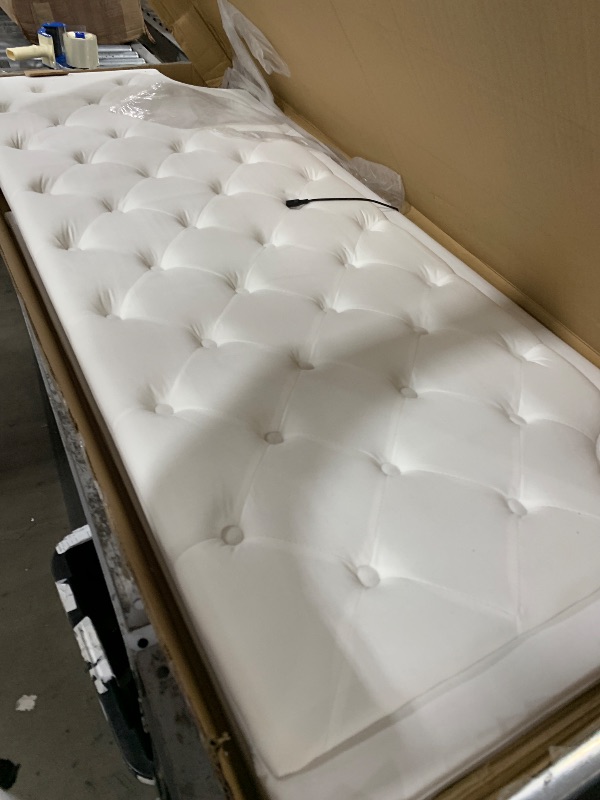 Photo 1 of Queen Size Lift Up Storage Bed Frame, Modern Wingback with Adjustable Headboard?Equiped with LED Light, Fast Charging Station and Outlet, Solid Wood Slats, No Box Spring Needed, Noise-Free, White