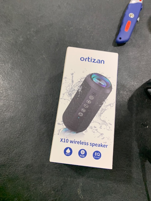 Photo 1 of Ortizan Portable Bluetooth Speaker: IPX7 Waterproof, 24W Loud Sound, Deep Bass, Bluetooth 5.3, LED Lights, Wireless Stereo Pairing, 30H Playtime, for Home/Outdoor/Party/Beach, Birthday Gift (Black)