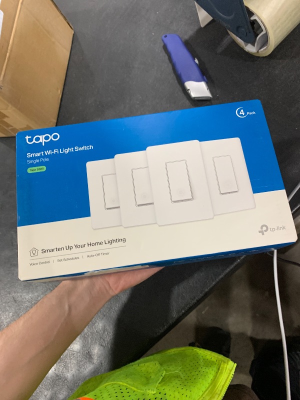 Photo 1 of TP-Link Tapo Smart Light Switch, Single Pole, Neutral Wire Required, 2.4GHz Wi-Fi Light Switch Compatible with Alexa and Google Home, UL Certified, No Hub Required, White, Tapo S500(4-Pack)