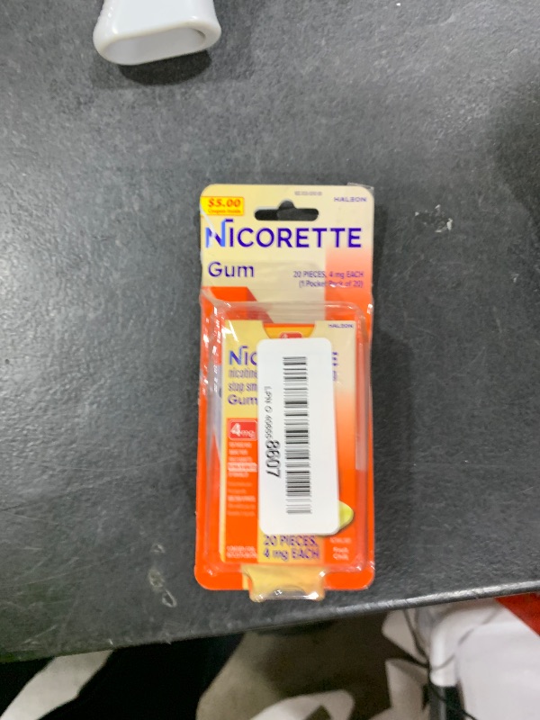 Photo 1 of Nicorette 4 mg Nicotine Gum to Help Quit Smoking - Fruit Chill Flavored Stop Smoking Aid, 20 Count