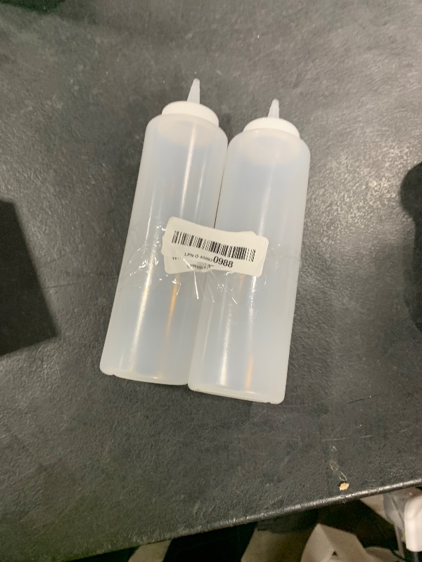 Photo 1 of Tablecraft 12 oz Clear Heavy Duty Squeeze Bottle (2 Pack)