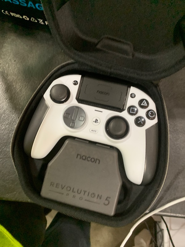 Photo 1 of NACON Revolution 5 Pro Officially Licensed PlayStation Wireless Gaming Controller for PS5 / PS4 / PC - Hall Effect, Trigger Stops, Mappable Buttons, Bluetooth Audio - White