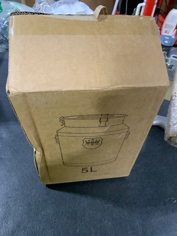 Photo 1 of GOVNPJ Stainless Steel Milk Can, 1.32 Gallon Milk Bucket with Sealed Lid Milk Jug Large Capacity Milk Pail, Milk Jug Goat Milking Supplies