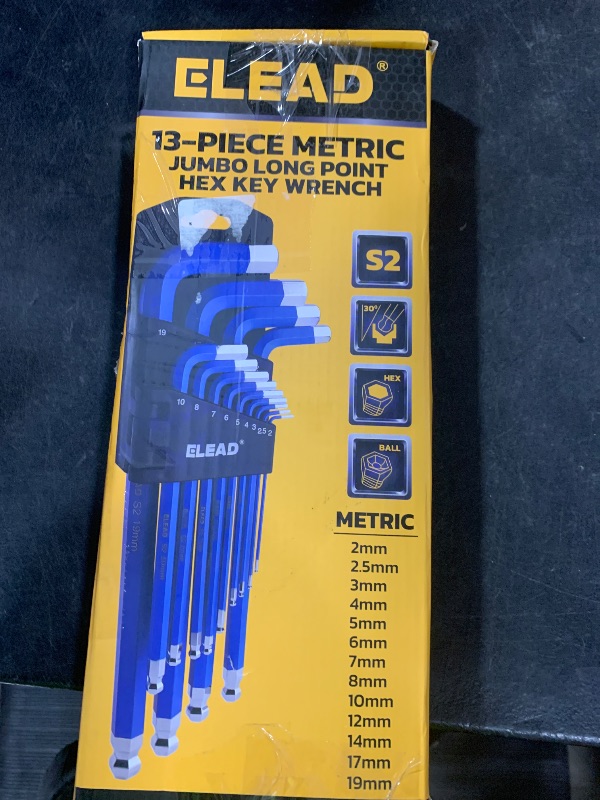 Photo 1 of ELEAD Jumbo Hex Key Allen Wrench Set | 13-Piece Metric 2-19mm | Long Ball End Durable S2 | Automotive | Mechanic | Furniture | Professional Grade Tools