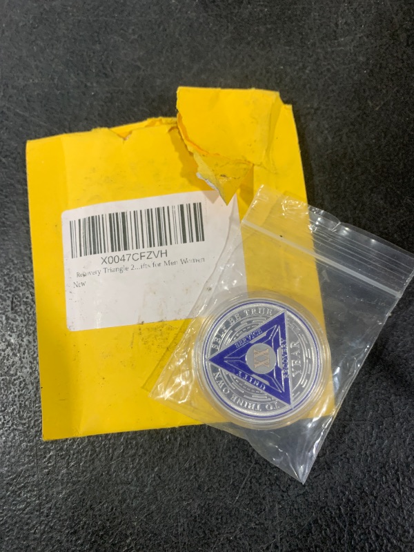 Photo 1 of Recovery Triangle 20 Year Sobriety Coin - Silver Roman Numeral NA AA Coins - 1-40 Prime NA/HA/AA Chips and Medallions - Narcotics Alcoholics Anonymous Sober Gifts for Men Women
