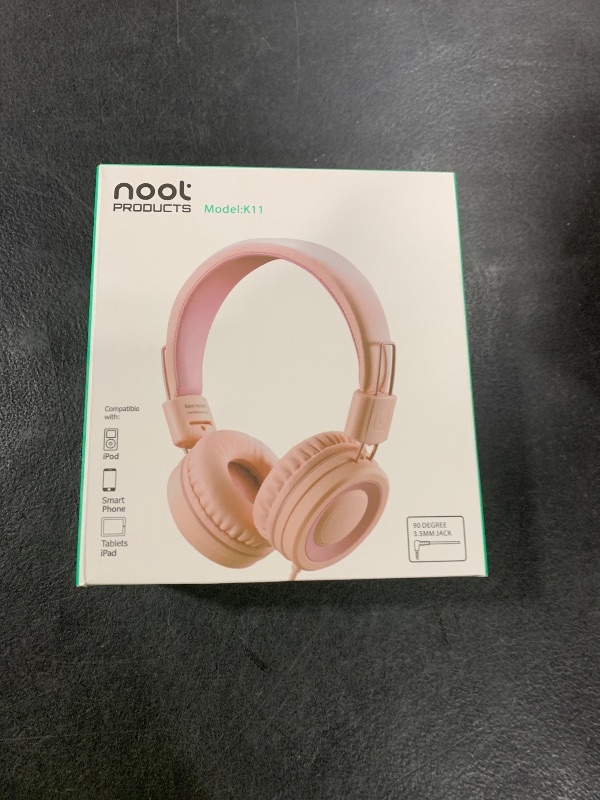 Photo 1 of noot products Kids Headphones K11 Foldable Stereo Tangle-Free 5ft Long Cord 3.5mm Jack Plug in Wired On-Ear Headset for iPad/Girls/Boys/School/Laptop/Travel/Plane/Tablet-Soft Pink
