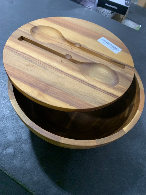 Photo 1 of Wood Bowl With Lid, No Spoons 