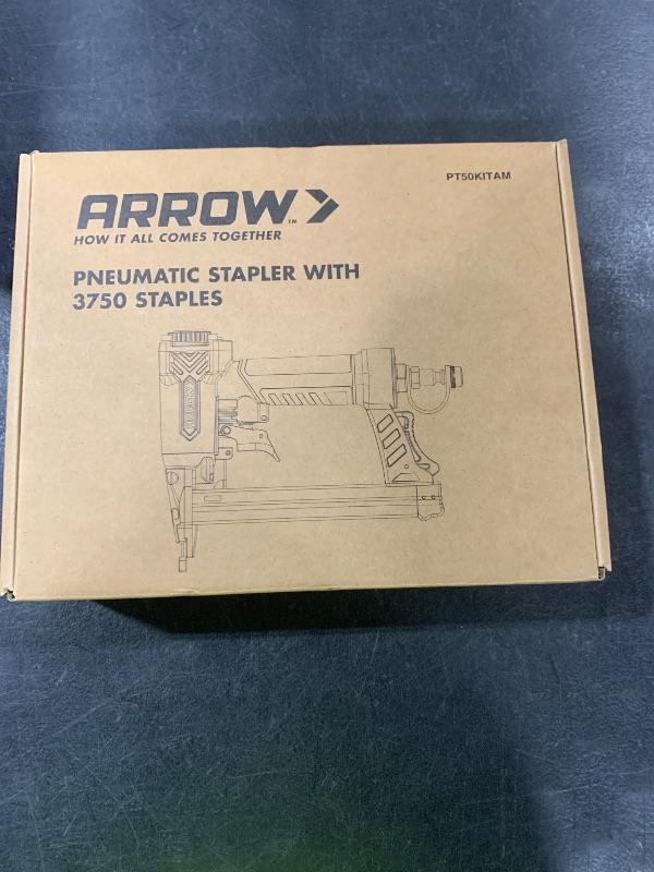 Photo 1 of Arrow Pneumatic Staple Gun, Oil-Free Upholstery Stapler with 3750 Pieces T50 1/4", 3/8", 1/2" Staples, Adjustable Exhaust, for Woodworking, Professional and DIY Projects, PT50