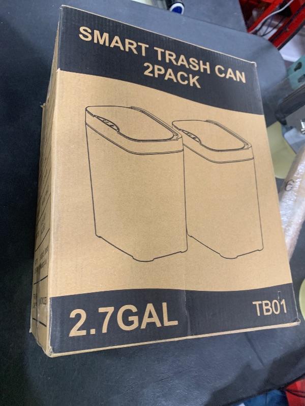 Photo 1 of Vanpopubs 2 Pack 2.7 Gal Bathroom Trash Can with Lid, Automatic Trash Can Small Smart Garbage Can Touchless, Slim Motion Sensor Waterproof Plastic Trash Bins for Bedroom Office Kitchen Toilet