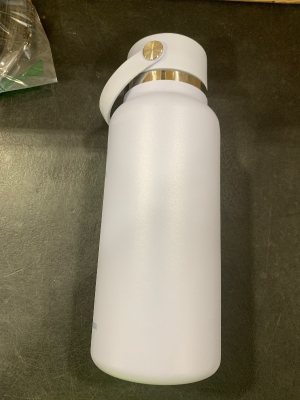 Photo 1 of Hydro Flask Water Bottle - Insulated Stainless Steel - Wide Straw Lid, Non Spill, Leakproof in 32 Oz Surf Blue