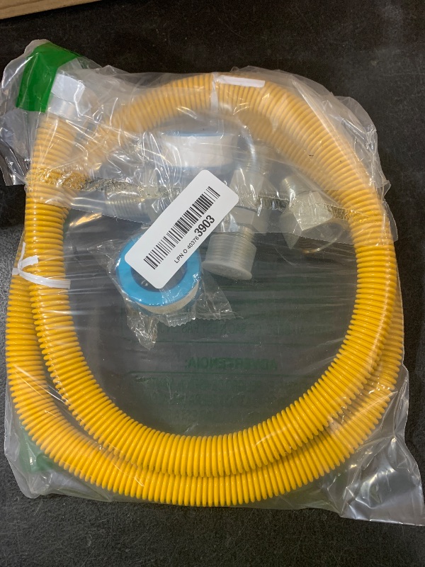 Photo 1 of AMI PARTS 48" Flexible Gas Line Kit Yellow Coated, Gas Hose Connector Kit for Dryer, Stove, Water Heater,5/8" OD(1/2" ID) Stainless Steel Gas Line with Connector 1/2" MIP &1/2"FIP & 3/4"MIP Fitting