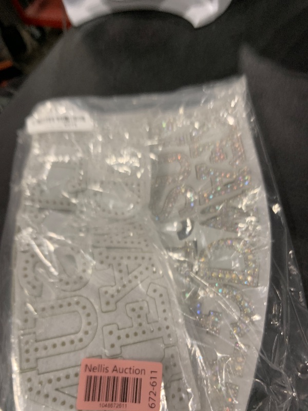 Photo 1 of Youyole 52 Pcs Rhinestone Iron on Letter A-z Rhinestone Iron on Patch White Bling Letters Alphabet Applique for Hats Bags Shirt Dress Clothes Fabric, AB Colors, Flat Style