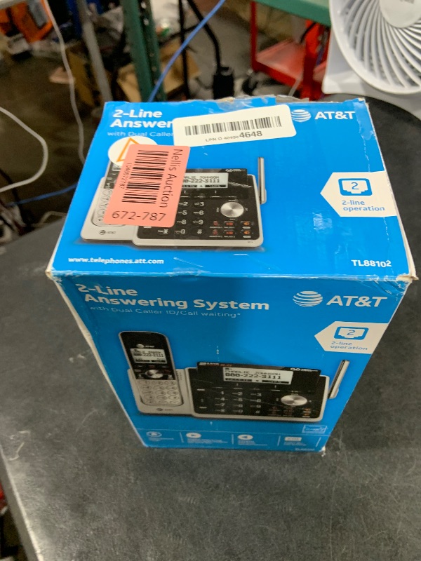 Photo 1 of AT&T TL88102 DECT 6.0 2-Line Expandable Cordless Phone with Answering System and Dual Caller ID/Call Waiting, 1 Handset, Silver/Black