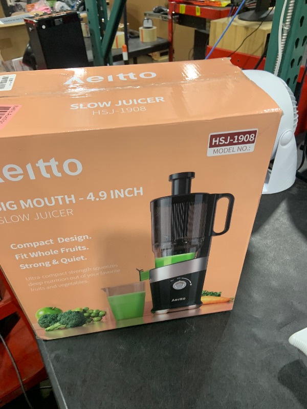 Photo 1 of Aeitto Cold Press Juicer with 4.9" Large Feed Chute, Fits Whole Vegetables and Fruits, Professional Juice Maker,Black