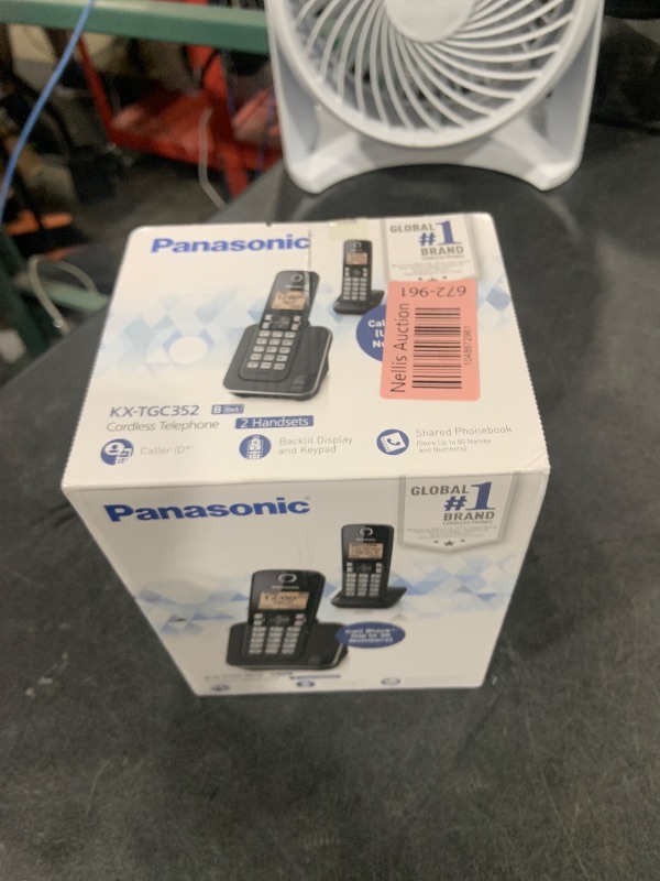 Photo 1 of Panasonic Expandable Cordless Phone System with Amber Backlit Display – 2 Handsets – KX-TGC352B (Black)