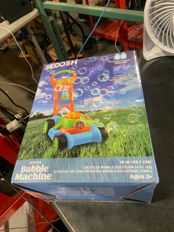 Photo 1 of SLOOSH Bubble Lawn Mower Toddler Toys - Pretend Play Bubble Blower Machine Gardening Toy Leak-Proof for Indoor Outdoor Use, Push Toys Preschool Baby Boys Kids Halloween Birthday Gifts (Blue)