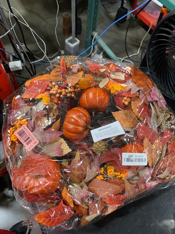Photo 1 of Fall Decorations for Home - Fall Garland for Mantle, 5.9 Ft Fall Leaves Garland with Maple Leaves Pumpkins for Home Thanksgiving Fireplace Wall Table Outdoor Decor