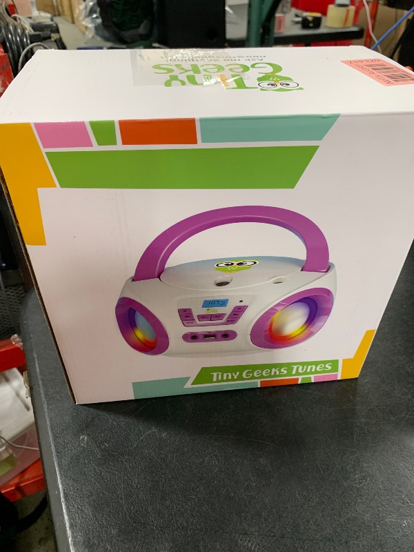 Photo 1 of TinyGeeks Tunes Kids Boombox CD Player for Children + FM Radio + Includes Batteries + Purple Radio - CD Player Children with Speakers Children and Toddlers - Purple