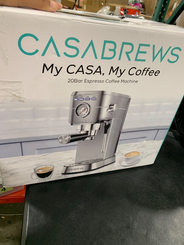 Photo 1 of CASABREWS CM5418 Espresso Machine 20 Bar, Compact Espresso Maker with Steam Milk Frother, Stainless Steel Coffee Machine with 34oz Removable Water Tank for Cappuccino, Latte, Silver