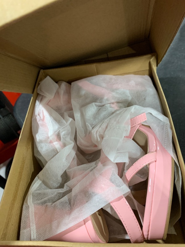 Photo 1 of rsxses Light Pink Heels for Women Platform Sandals Womens Chunky Heels Ankle Strap Pumps Open Toe Wedding Praty Shoes Size 8.5